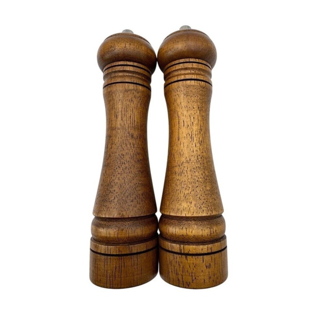 Wooden Salt and Pepper Grinder Set Manual Spice Mill Brown Traditional 2 Piece